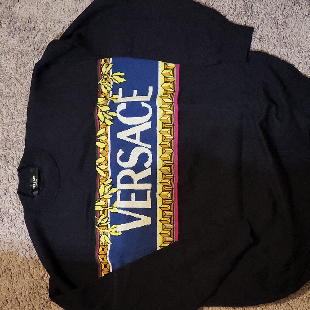 Mens Versace Intarsia logo sweater